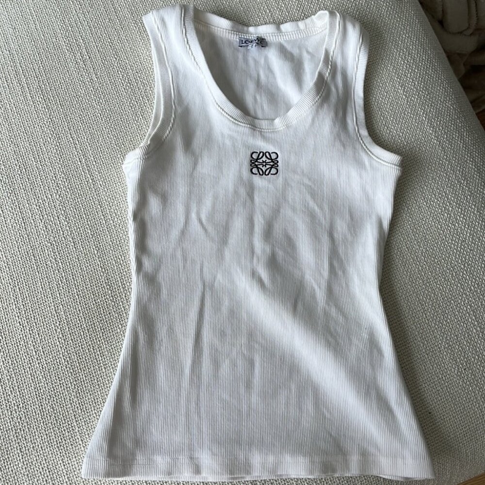 Loewe White Cotton Blend Tank Top